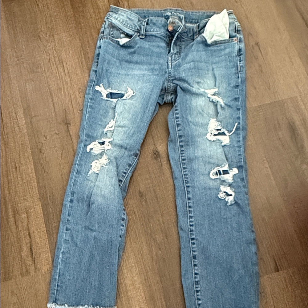 Maurices Light Blue Distressed Ankle Jeans